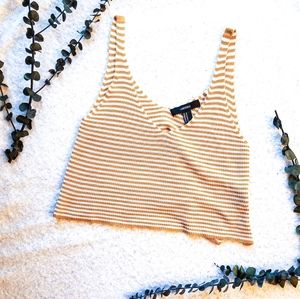 FOREVER 21 Striped Sleeveless Sweater Crop Top